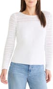 NIC+ZOE Placed Pointelle Cotton Blend Sweater