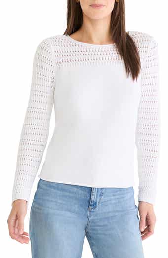 Placed Pointelle Cotton Blend Sweater