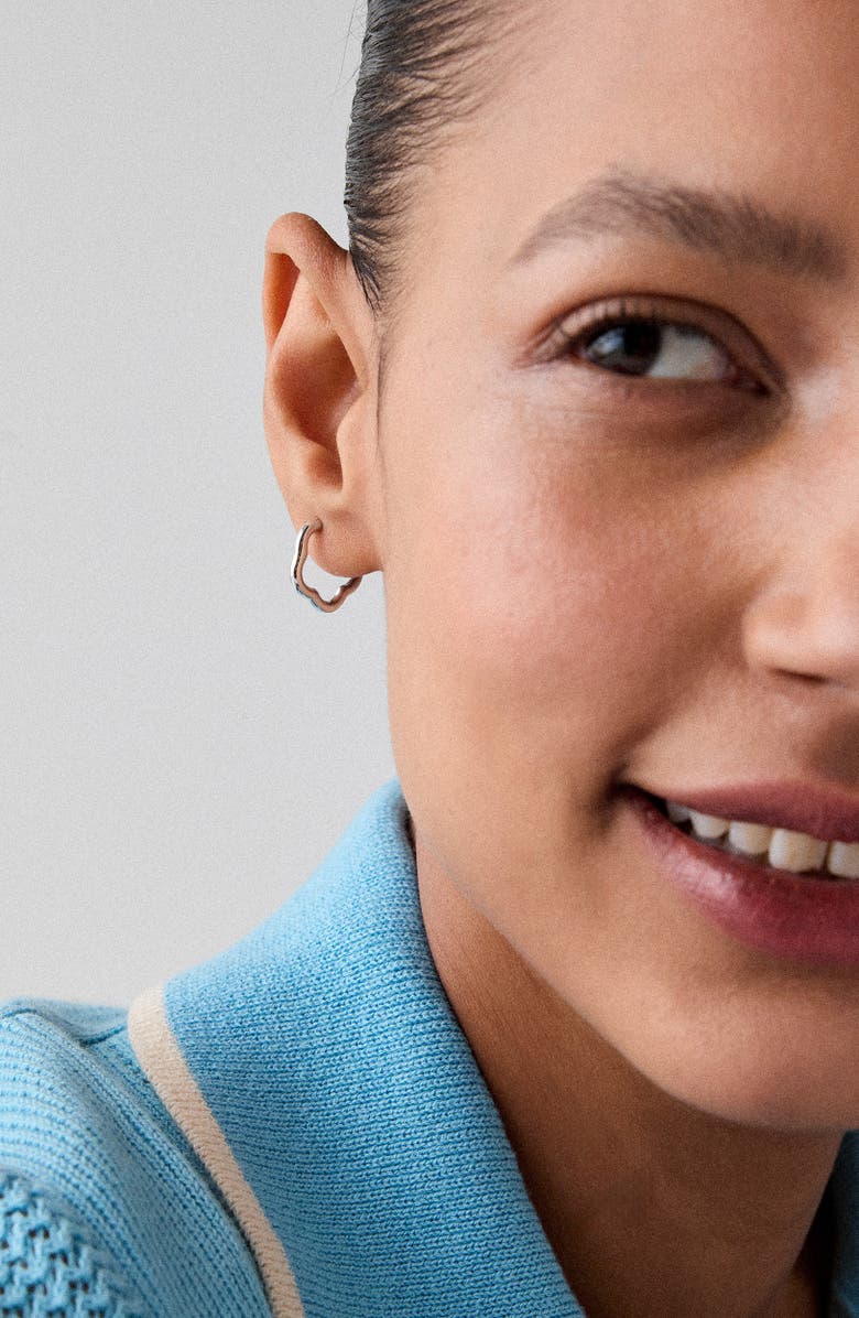 Kate Spade New York wave huggie hoop earrings, Alternate, color, Silver