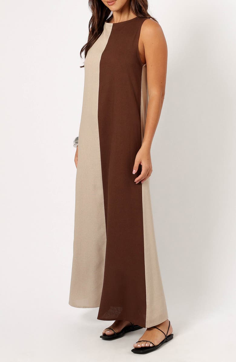 Petal & Pup Lindi Colorblock Maxi Dress, Alternate, color, Brown/ Beige