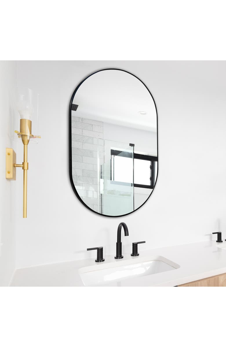 JONATHAN Y Milly Medium Oval Metal Framed Wall Mirror, Alternate, color,