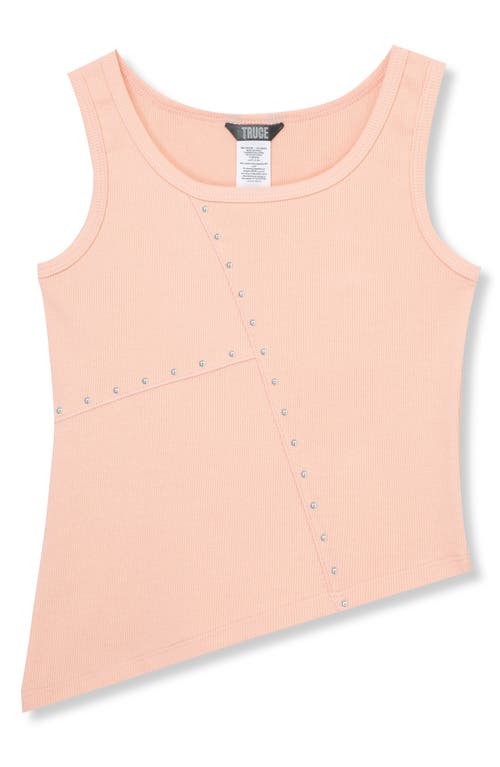 Truce Kids' Rib Stud Accent Cotton Tank in Peach 