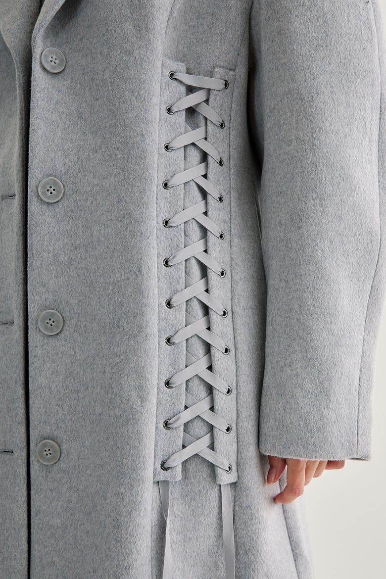 Premium Corseted Detail Maxi Coat, Alternate, color, Grey