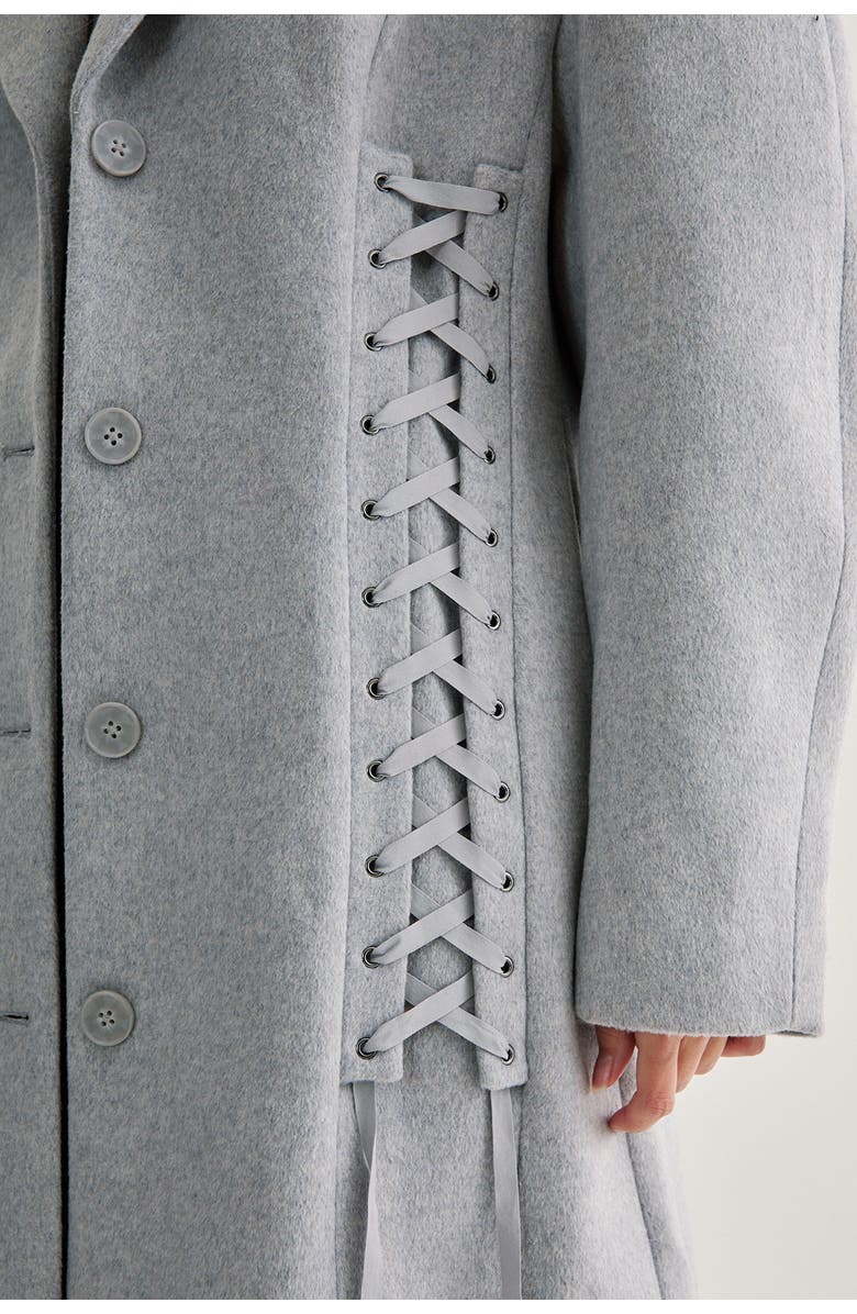 NASTY GAL Premium Corseted Detail Maxi Coat, Alternate, color, Grey