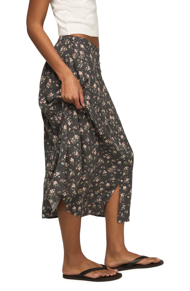 Lucky Brand Simone Floral Midi Skirt, Alternate, color, Black Floral