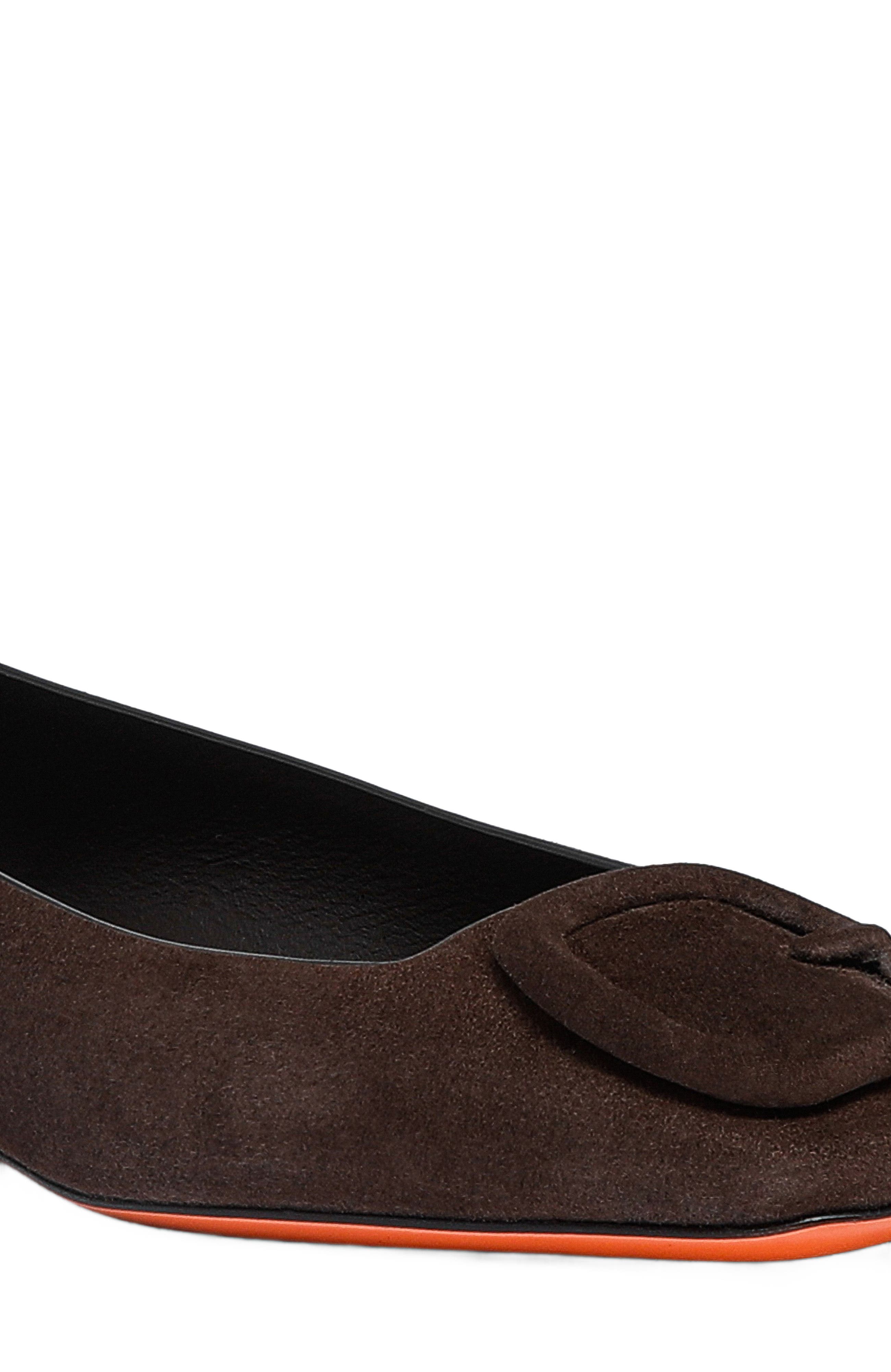 Santoni Women's suede ballet flat, Alternate, color, Brown