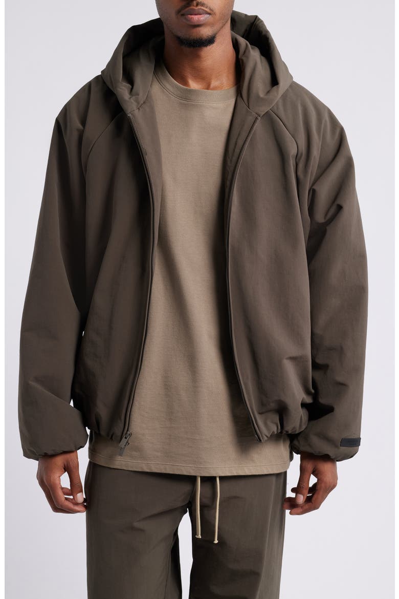 Military Hooded Bomber Jacket, Main, color, BROWN