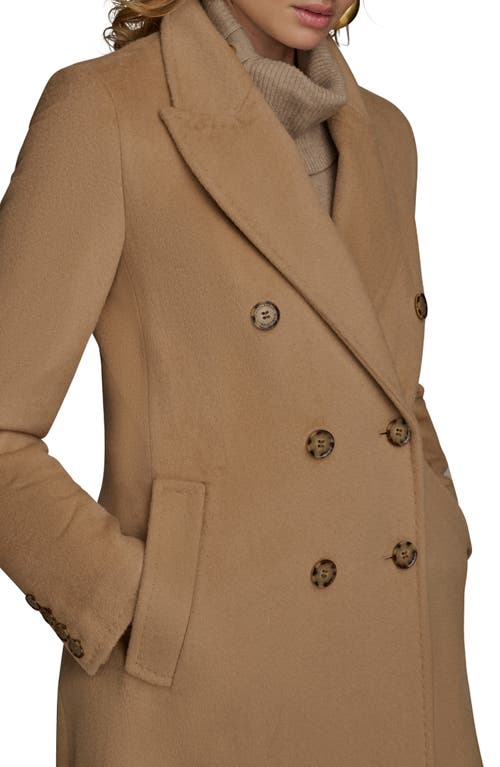 Donna Karan New York Tailored Double Breasted Wool Blend Coat In Brown