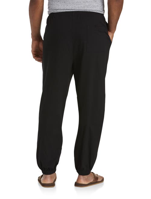 Harbor Bay By Dxl Big & Tall Cinched-hem Jersey Pants In Black