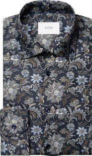 Eton Slim Fit Floral Cotton Dress Shirt