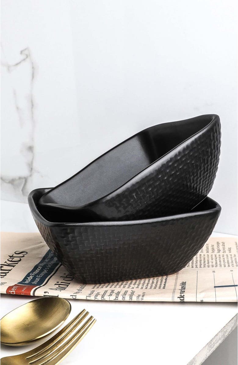 Stone Lain Olivia Stoneware 4-Piece Bowl Set, Alternate, color, Black