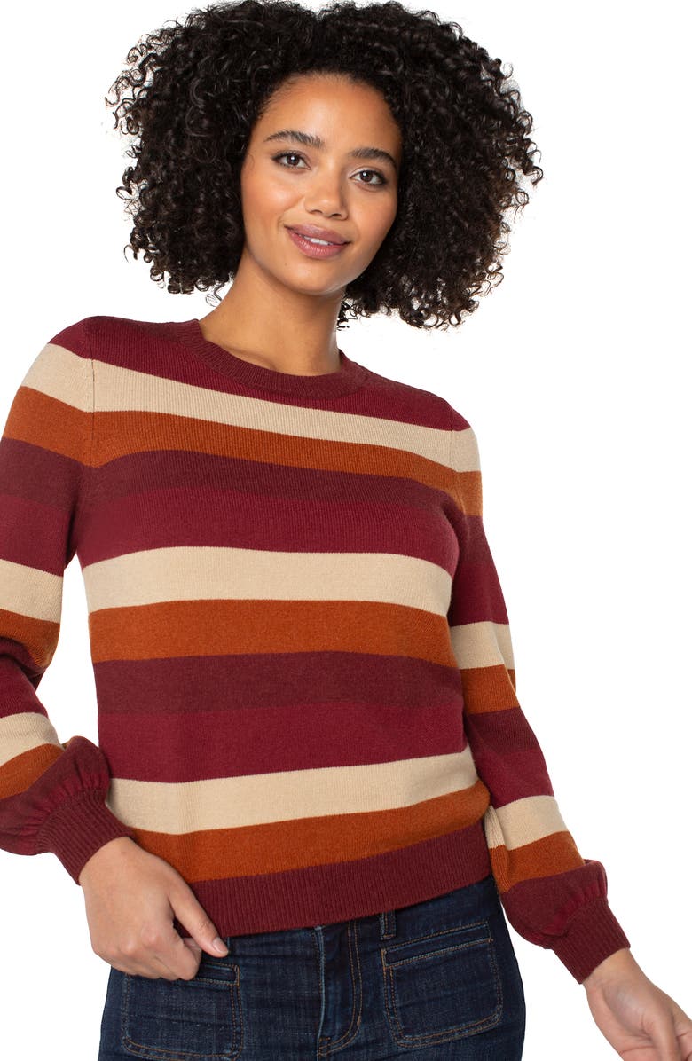 Liverpool Los Angeles Stripe Crewneck Sweater, Alternate, color,