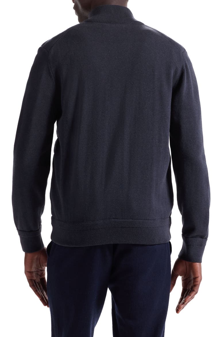 Quilted Zip-Up Sweater Jacket, Alternate, color, NAVY