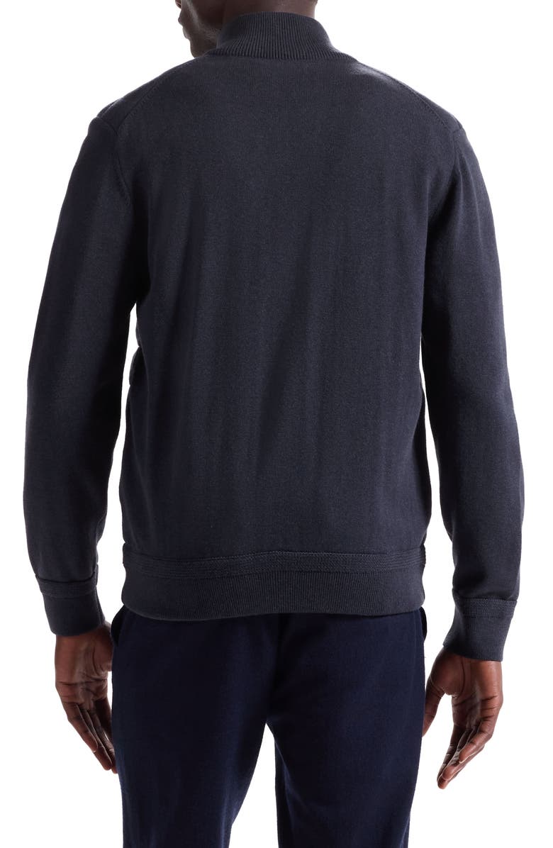 Bugatchi Quilted Zip-Up Sweater Jacket, Alternate, color, Navy