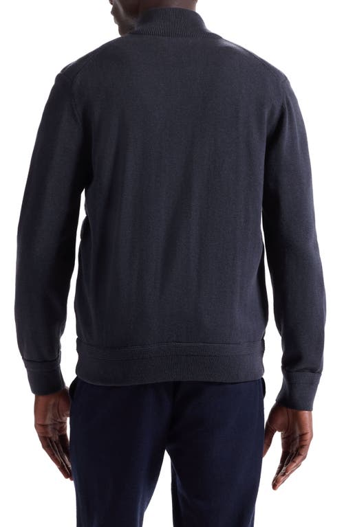 Bugatchi Quilted Zip-up Sweater Jacket In Blue