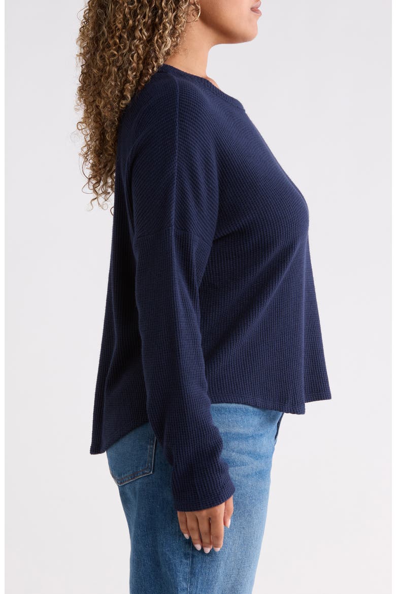 Drop Shoulder Waffle Tee, Alternate, color, NAVY STILL