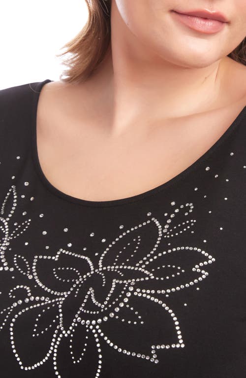 Karen Kane Floral Embellished Shirttail Top In Black
