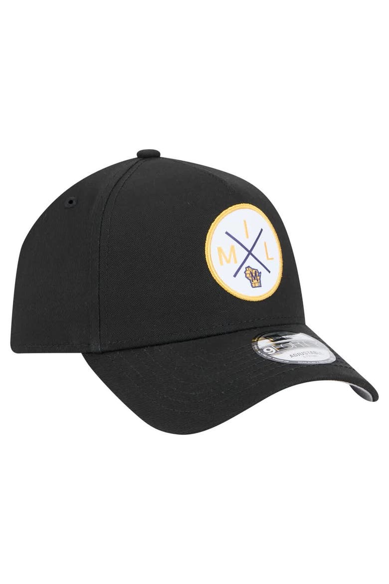 Men's New Era Black Milwaukee Brewers 9FORTY A-Frame Adjustable Hat, Alternate, color, Black