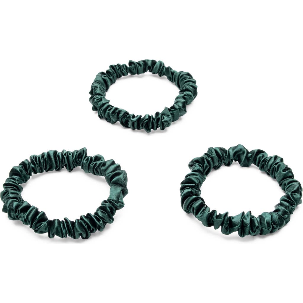 BLISSY 3-Pack Skinny Silk Scrunchies in Emerald  product