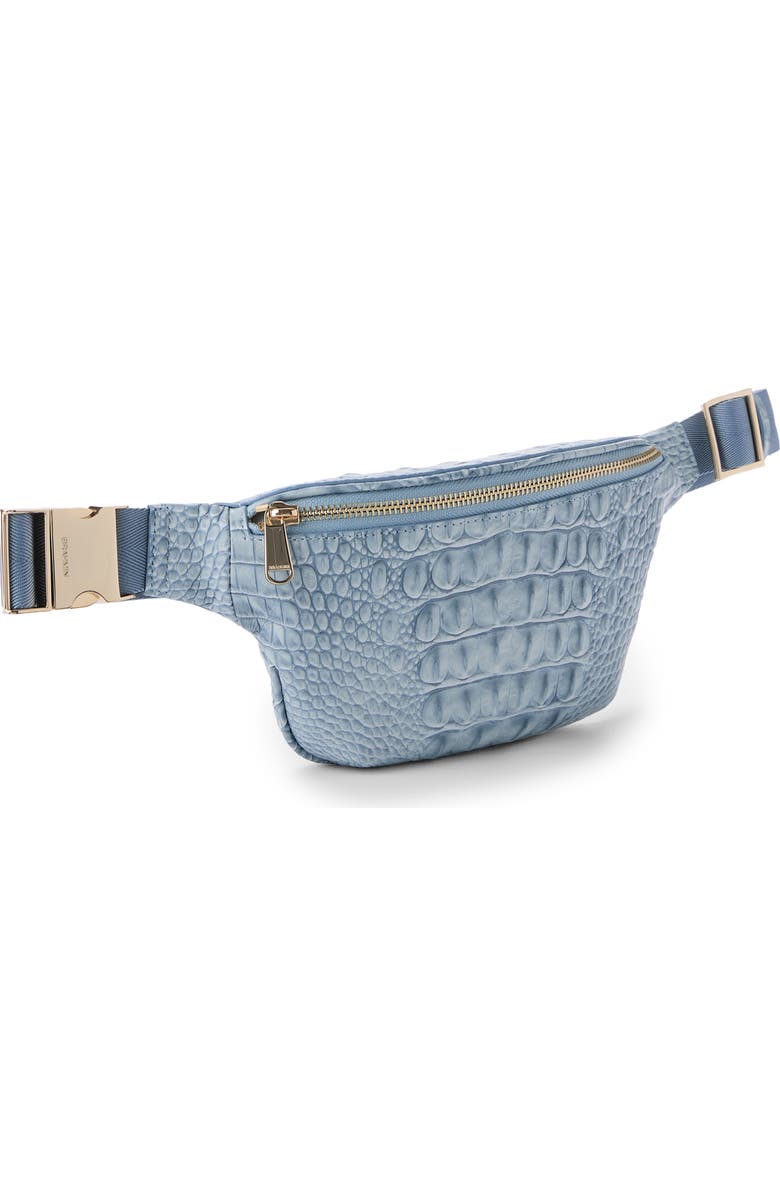 Brahmin Hollis Croc Embossed Leather Sling Bag, Alternate, color, Stonewash