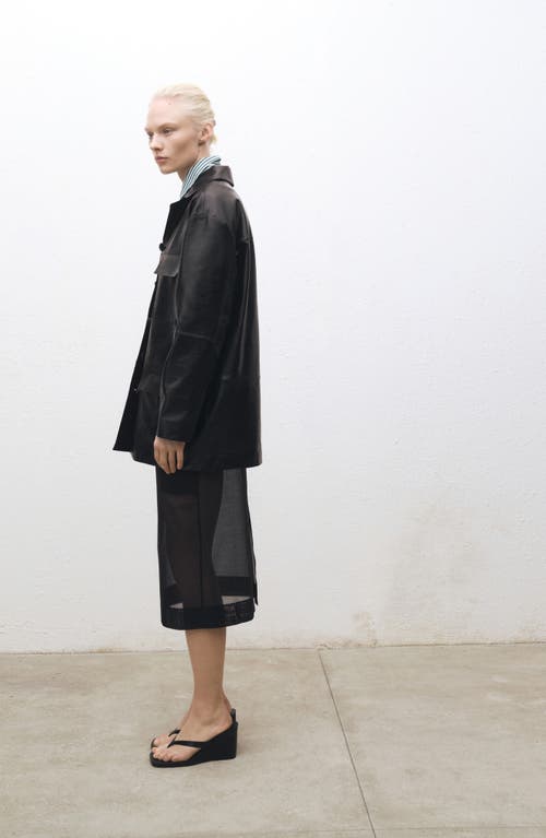 Mango Semisheer Cotton & Silk Midi Skirt In Black