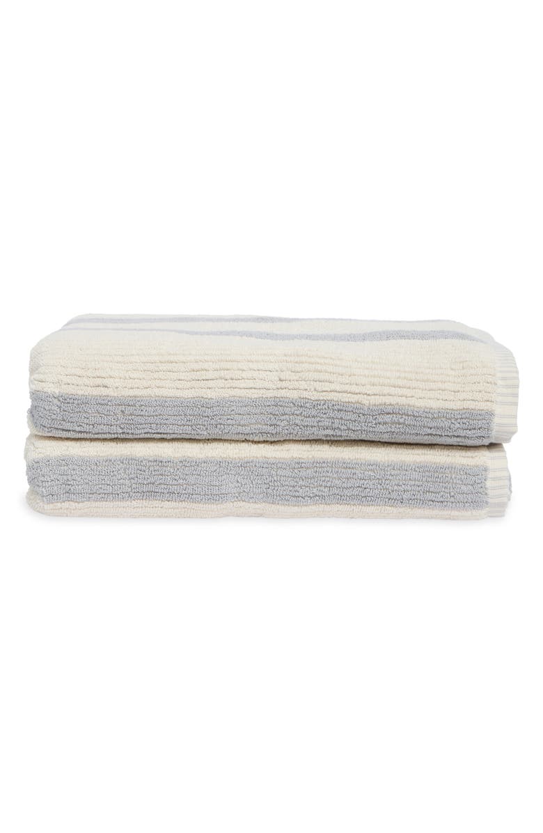 NORDSTROM RACK 2-Pack Reversible Stripe Bath Towel, Alternate, color, Grey Vapor