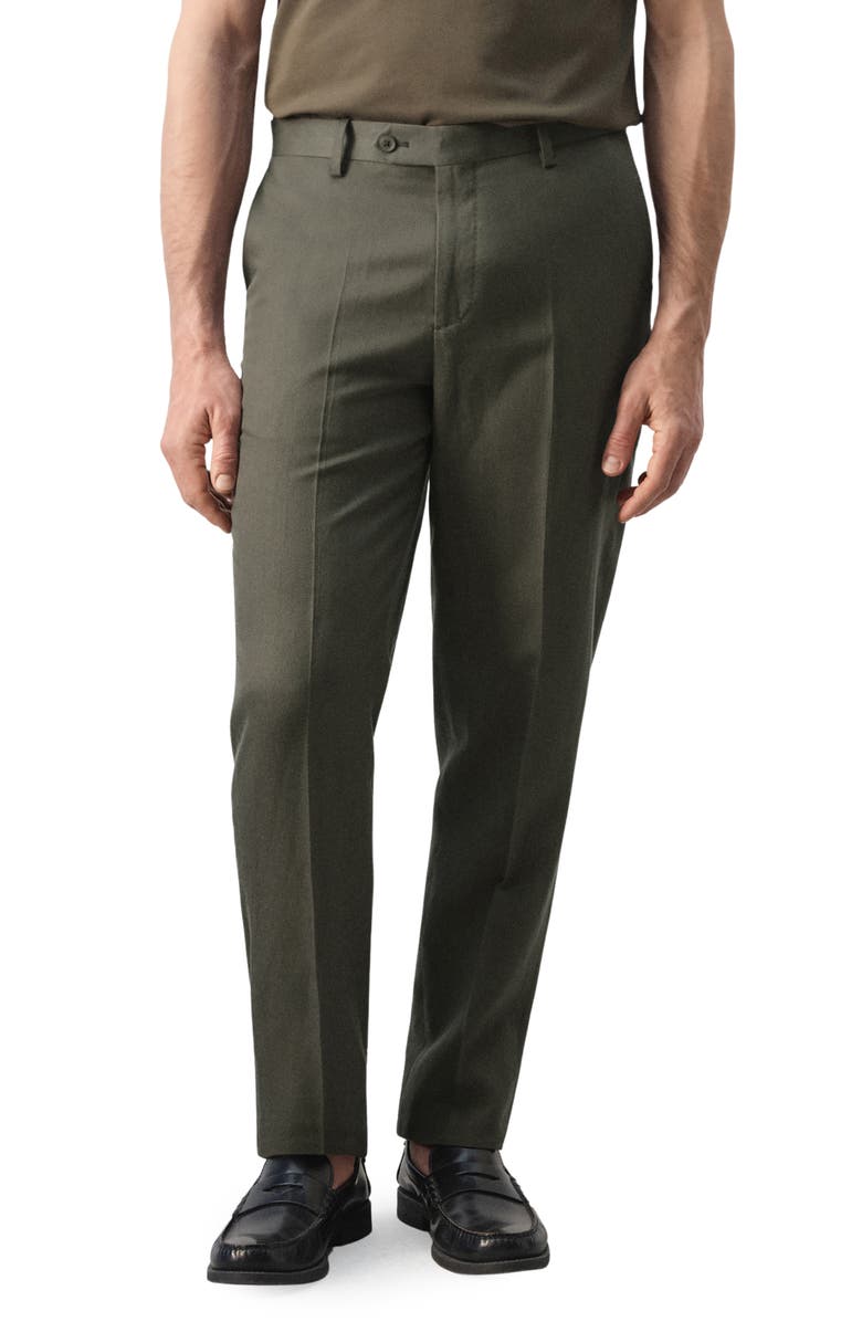 MANGO Amalfi Slim Fit Suit Trousers, Main, color, Khaki Green