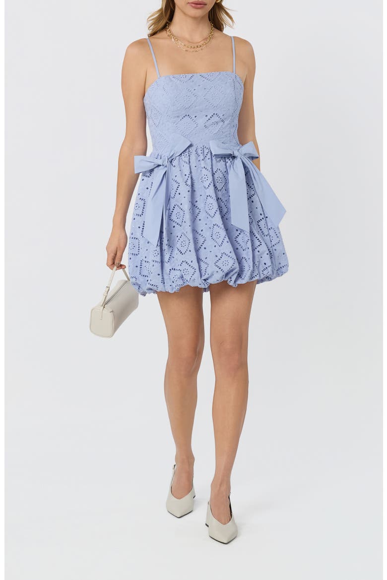 Aislinn Eyelet Bubble Hem Minidress, Alternate, color, DUSTY BLUE