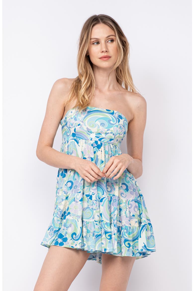 Wave Print Tube Minidress, Alternate, color, BLUE