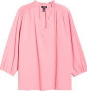 Jones New York Smocked Shoulder Popover Top