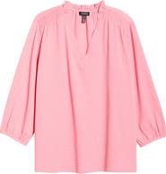 Jones New York Smocked Shoulder Popover Top