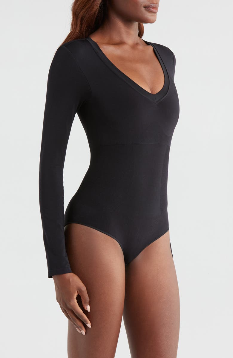 Pinsy Butter Sculpt V-Neck Bodysuit, Alternate, color, Black