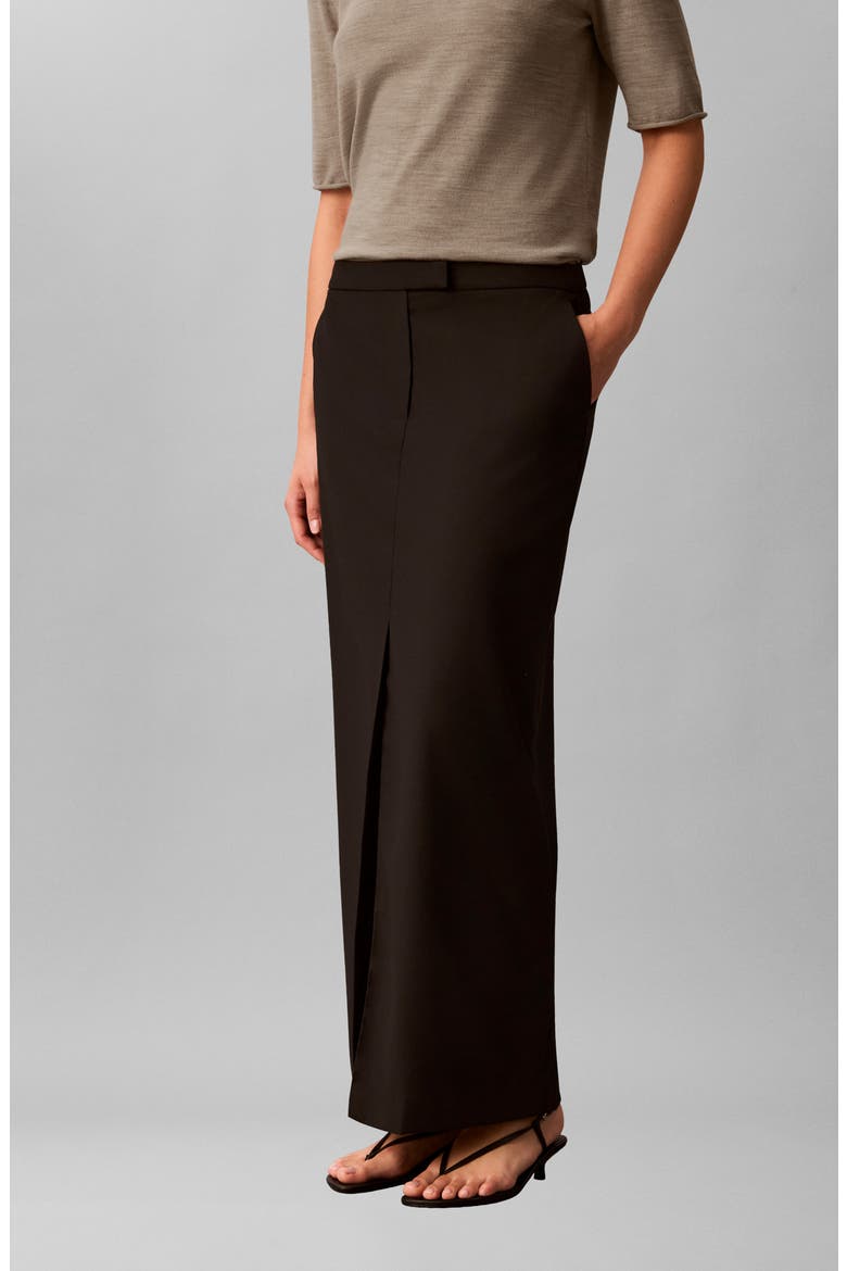 Extended Tab Maxi Skirt, Alternate, color, BLACK