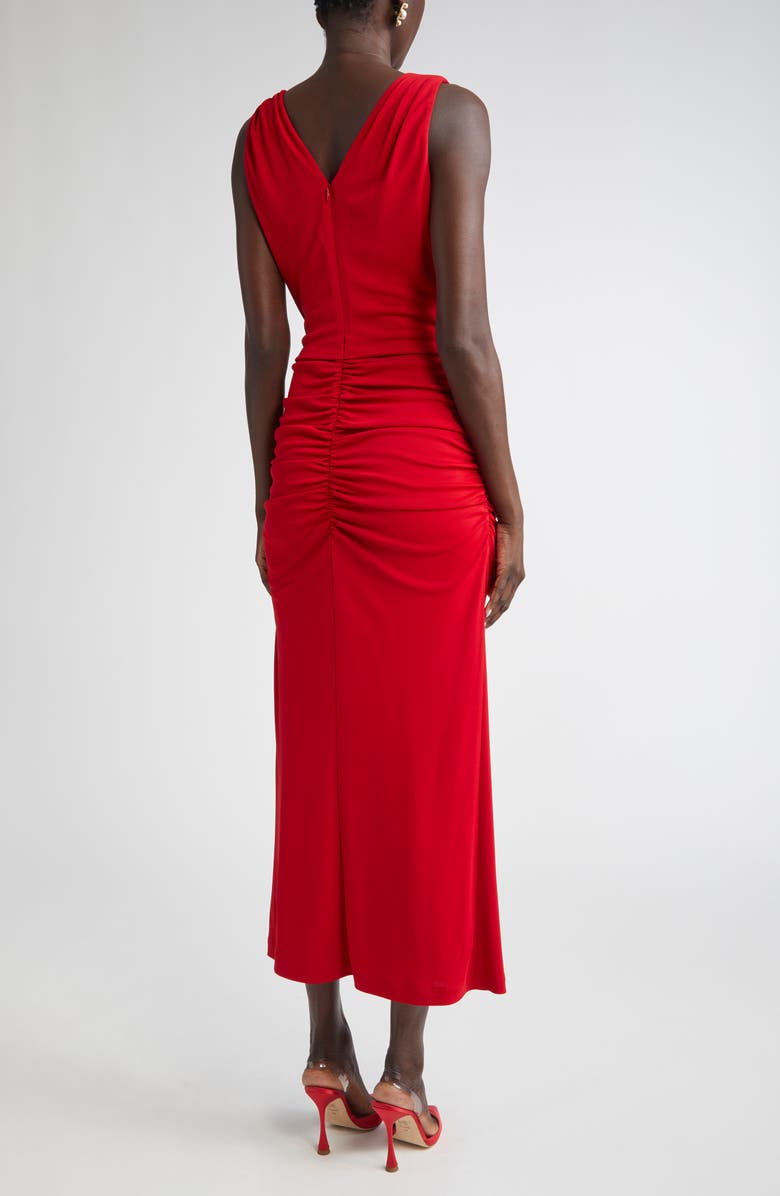 Carolina Herrera Ruched Jersey Column Dress, Alternate, color, Herrera Red