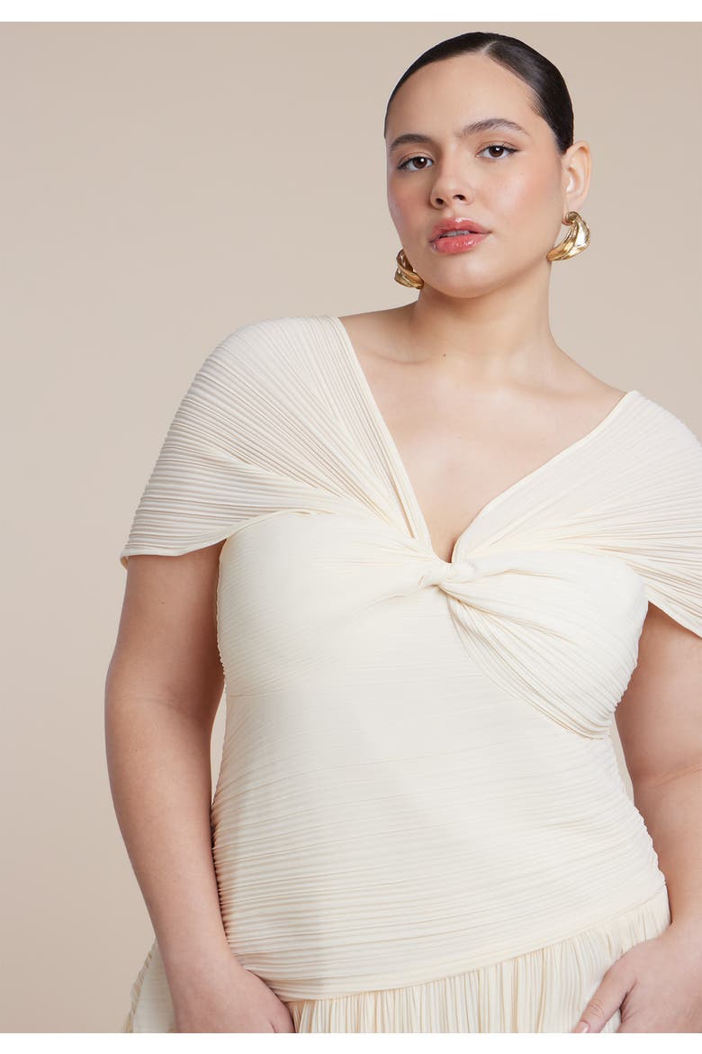 Twist Detail Pleated Chiffon Dress, Alternate, color, COCONUT MILK
