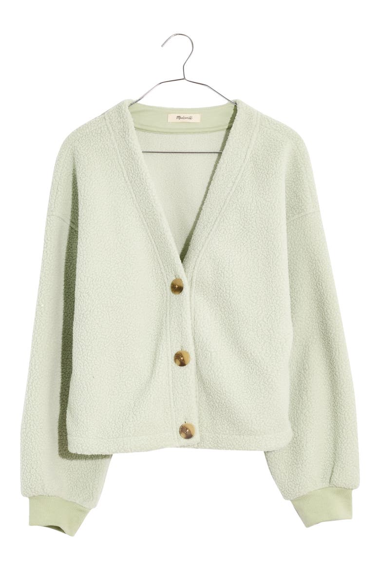 Resourced Faux Shearling Crop Cardigan, Alternate, color, SUNFADED MINT