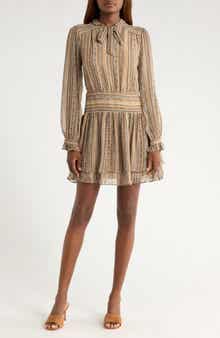 PAIGE Nantes Mixed Print Long Sleeve Silk Chiffon Dress