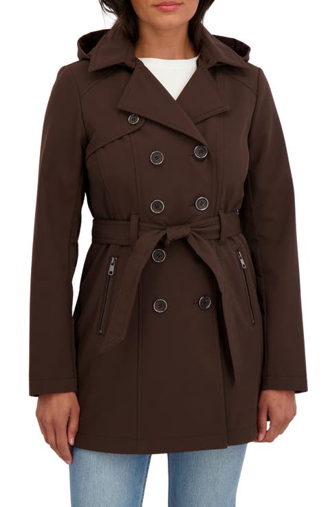 Water-Resistant Hooded Double-Breasted Trench Coat