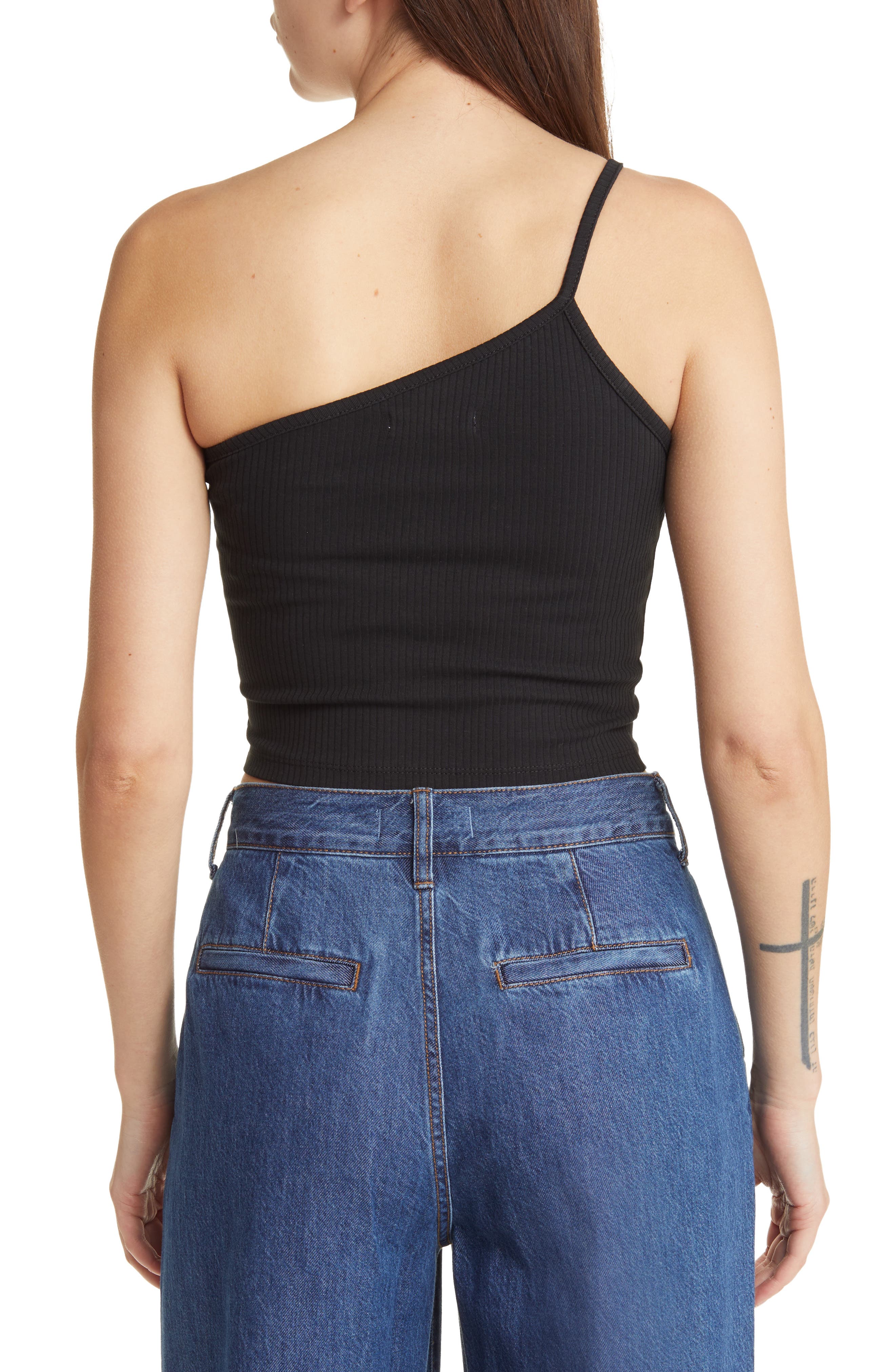 Madewell One-Shoulder Cotton Rib Crop Camisole (Women) | Nordstromrack