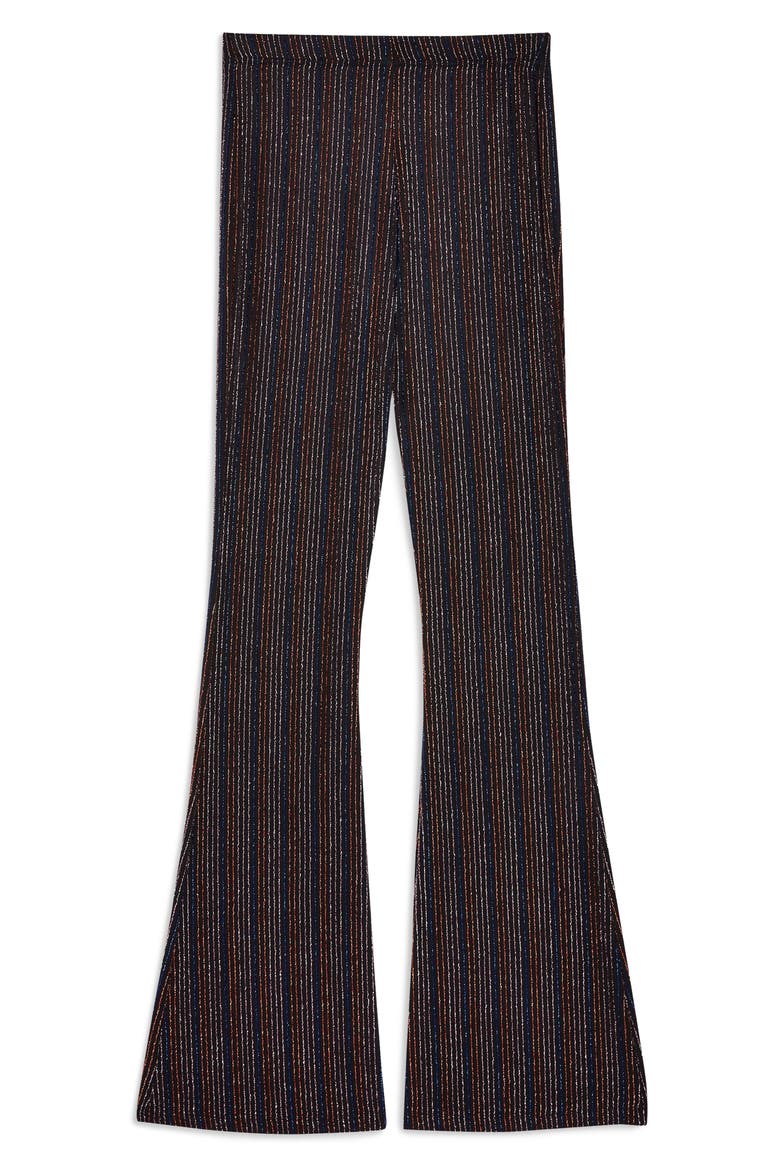 Glitter Stripe Flare Leg Pants, Alternate, color, BLACK MULTI