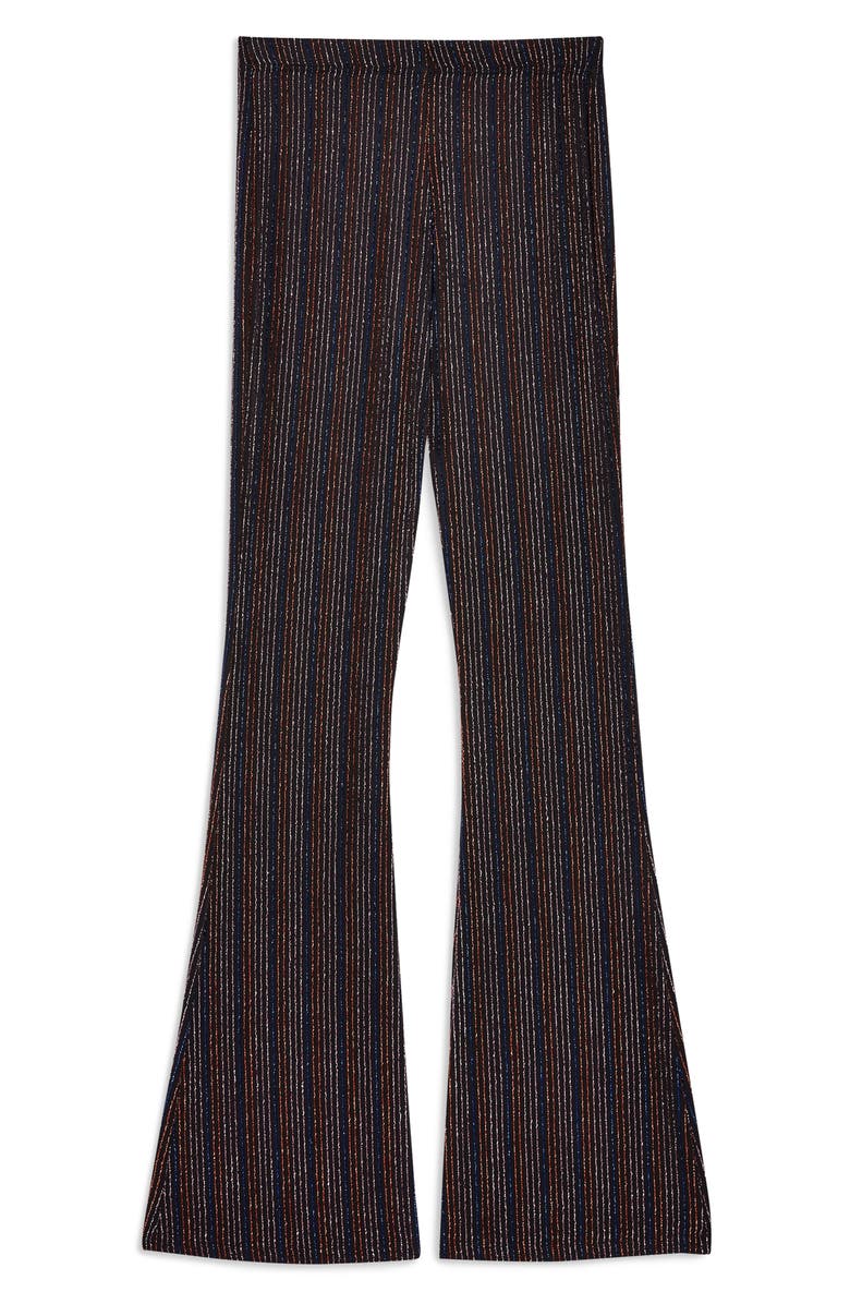 Topshop Glitter Stripe Flare Leg Pants, Alternate, color, 
