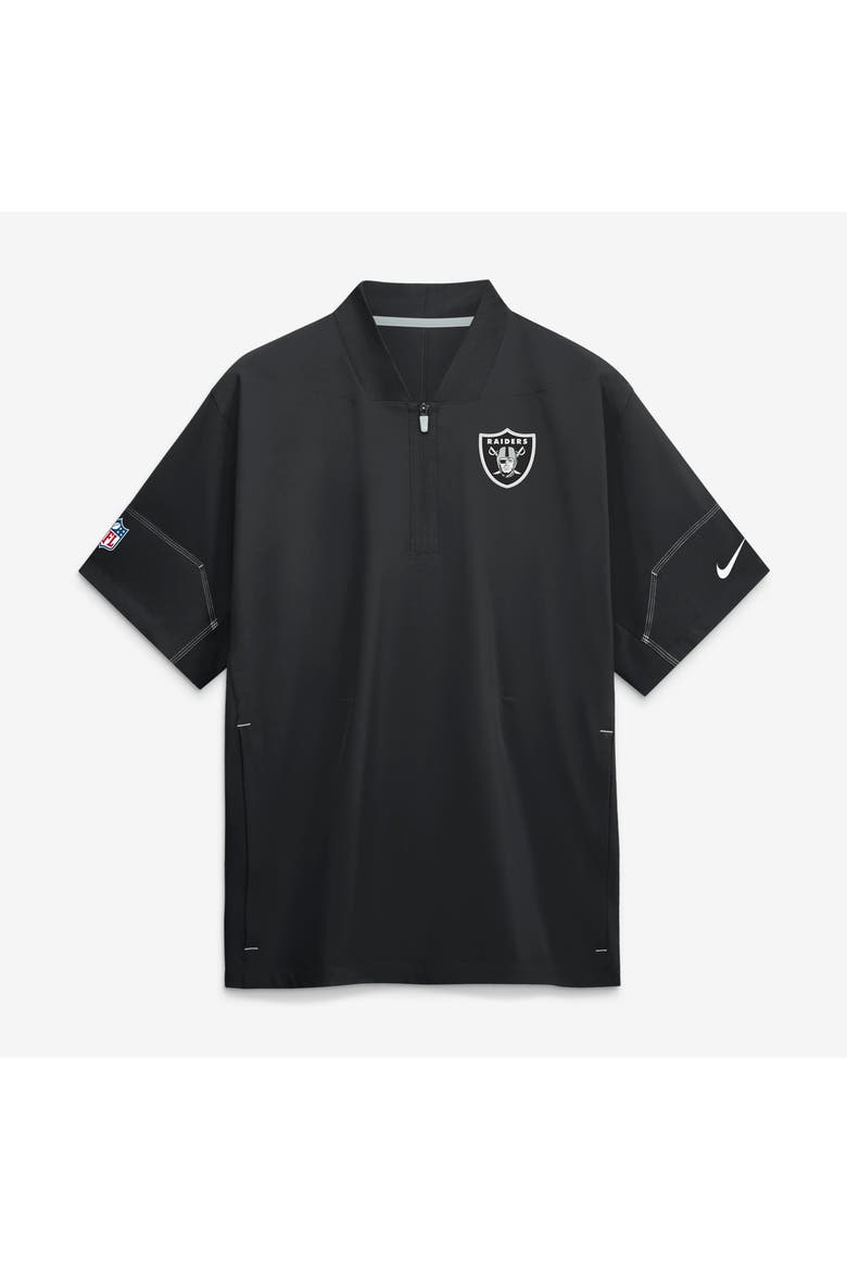 Men's Nike Black Las Vegas Raiders Sideline Short Sleeve Quarter-Zip Coaches Jacket, Main, color, Black
