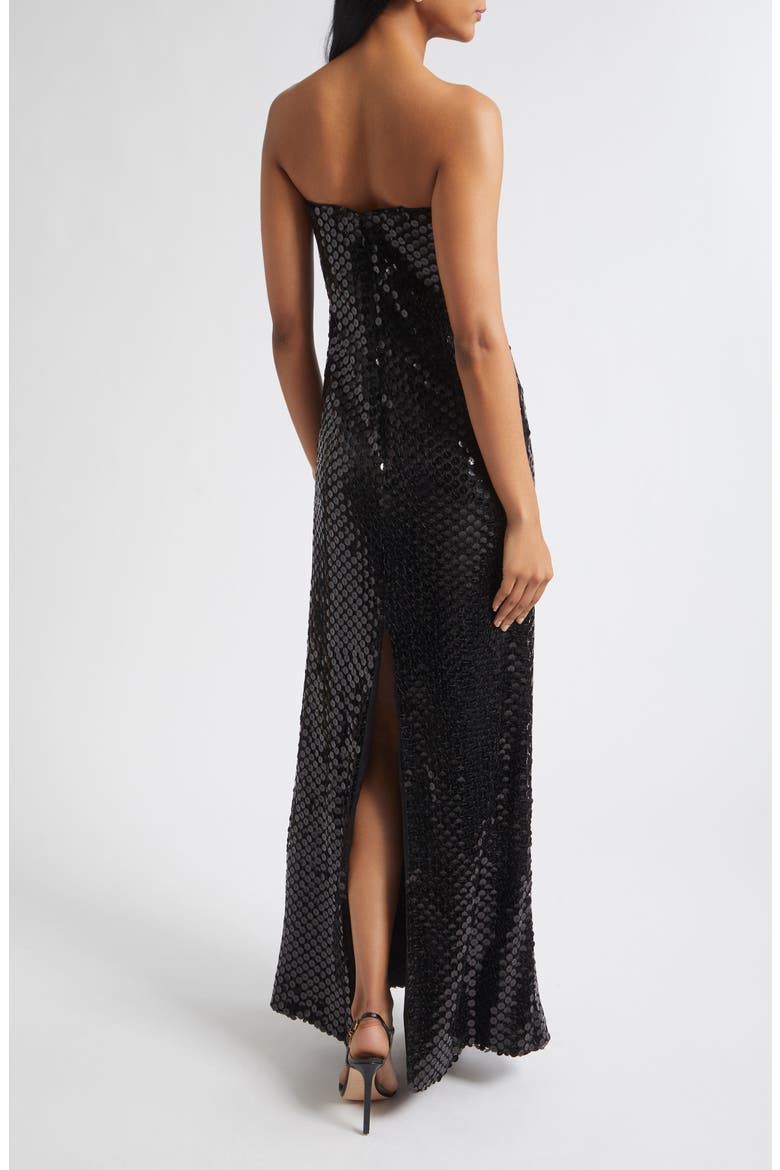 Angel Strapless Sequin Column Gown, Alternate, color, BLACK MESH