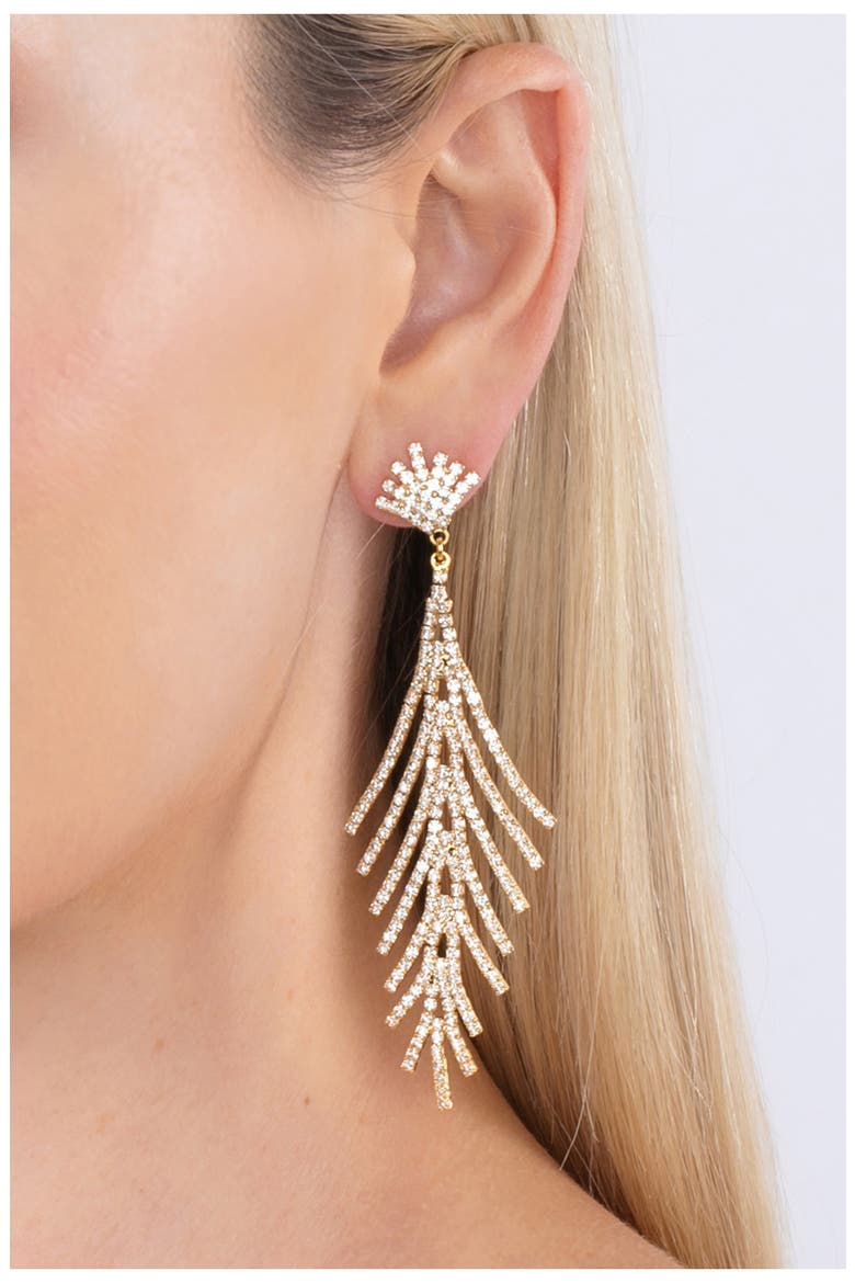 Cynthia CZ Fringe Drop Earrings, Alternate, color, GOLD