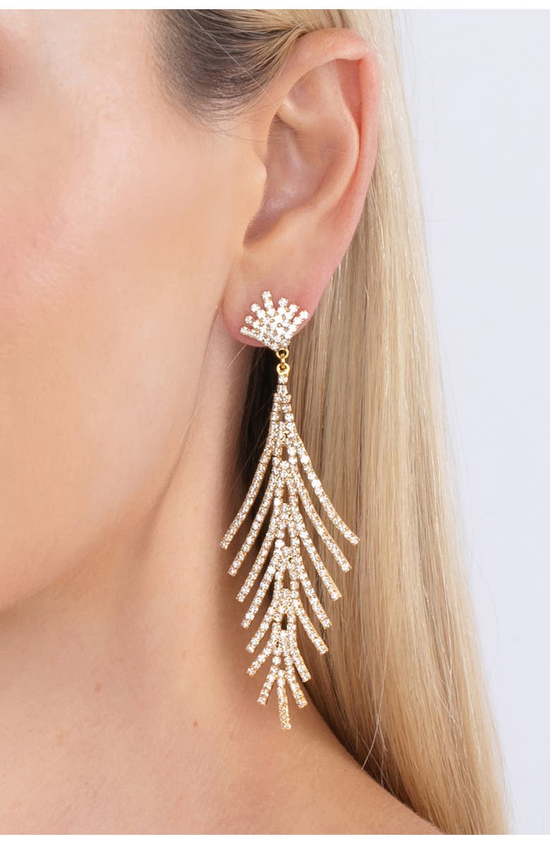 EYE CANDY LOS ANGELES Cynthia CZ Fringe Drop Earrings, Alternate, color, Gold