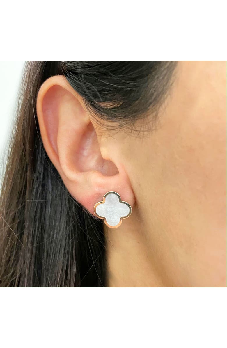 The Lovery Fine Jewelry Large Mother of Pearl Clover Stud Earrings, Alternate, color, Mother Of Pearl