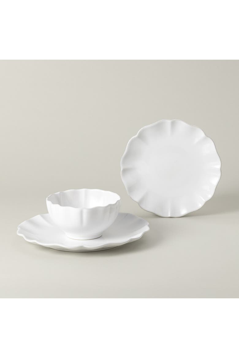 Rosa 12-pc place setting w/ cereal bowl, Alternate, color, White