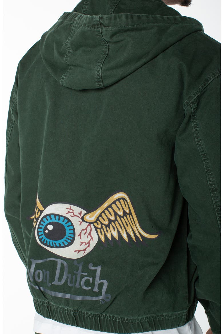 Invaders Flying Eyeball Zip Up Hoodie Jacket, Alternate, color, FOREST