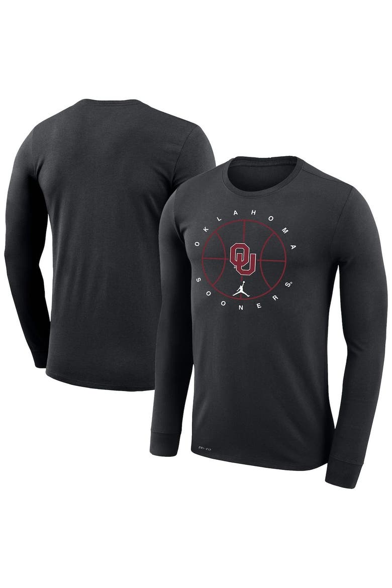 Men's Jordan Brand Black Oklahoma Sooners Basketball Icon Legend Performance Long Sleeve T-Shirt, Main, color, Black