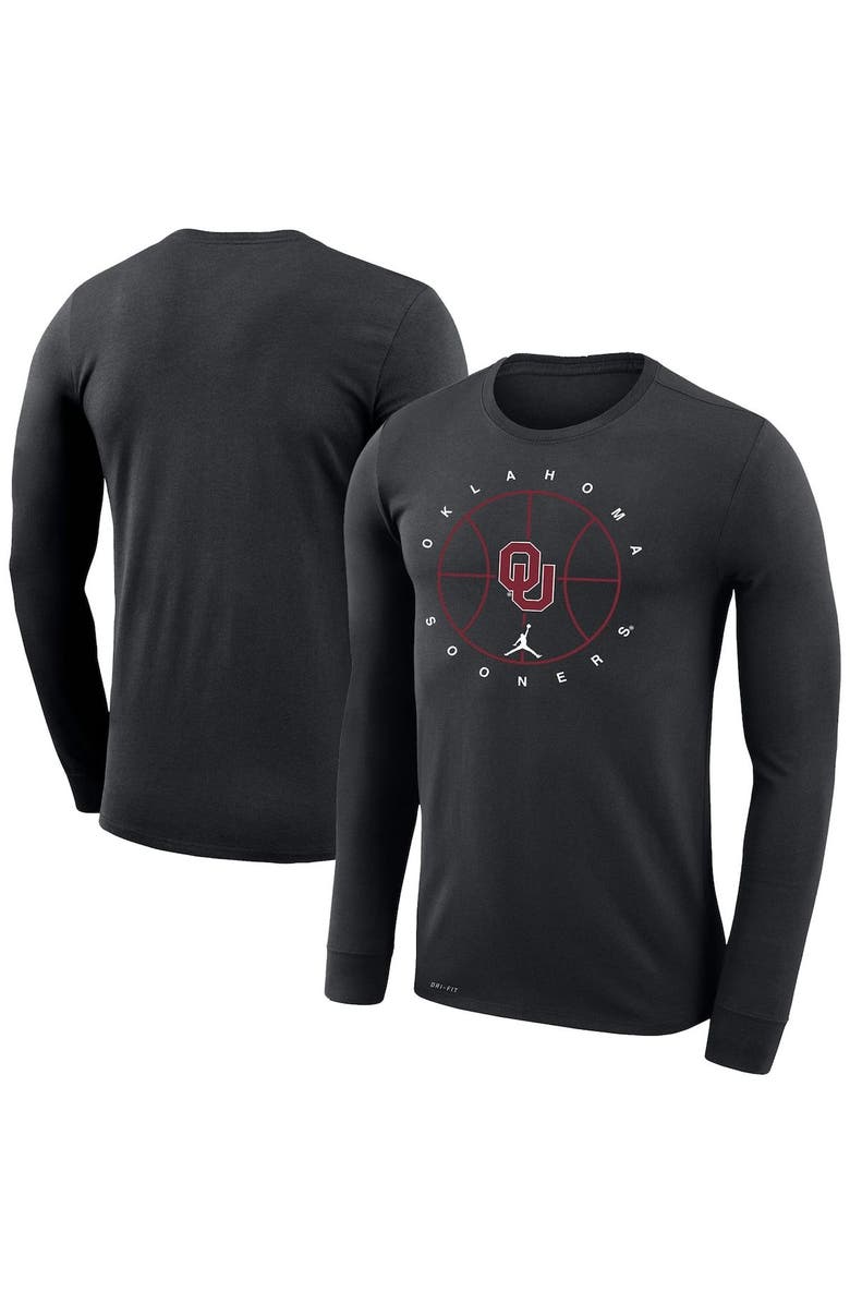 Jordan Brand Men's Jordan Brand Black Oklahoma Sooners Basketball Icon Legend Performance Long Sleeve T-Shirt, Main, color,